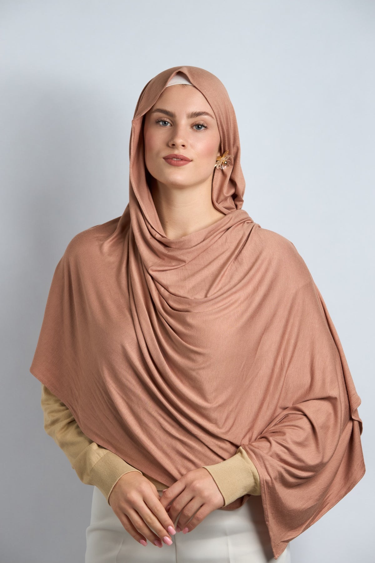 Premium Cotton Jersey Hijab Sandy Brown 