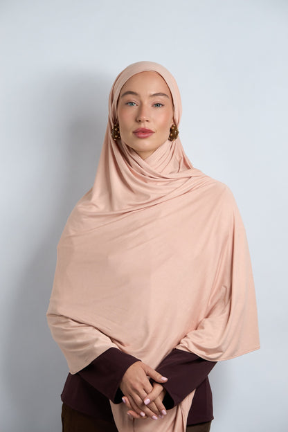 Premium Cotton Jersey Hijab Brown Beige 