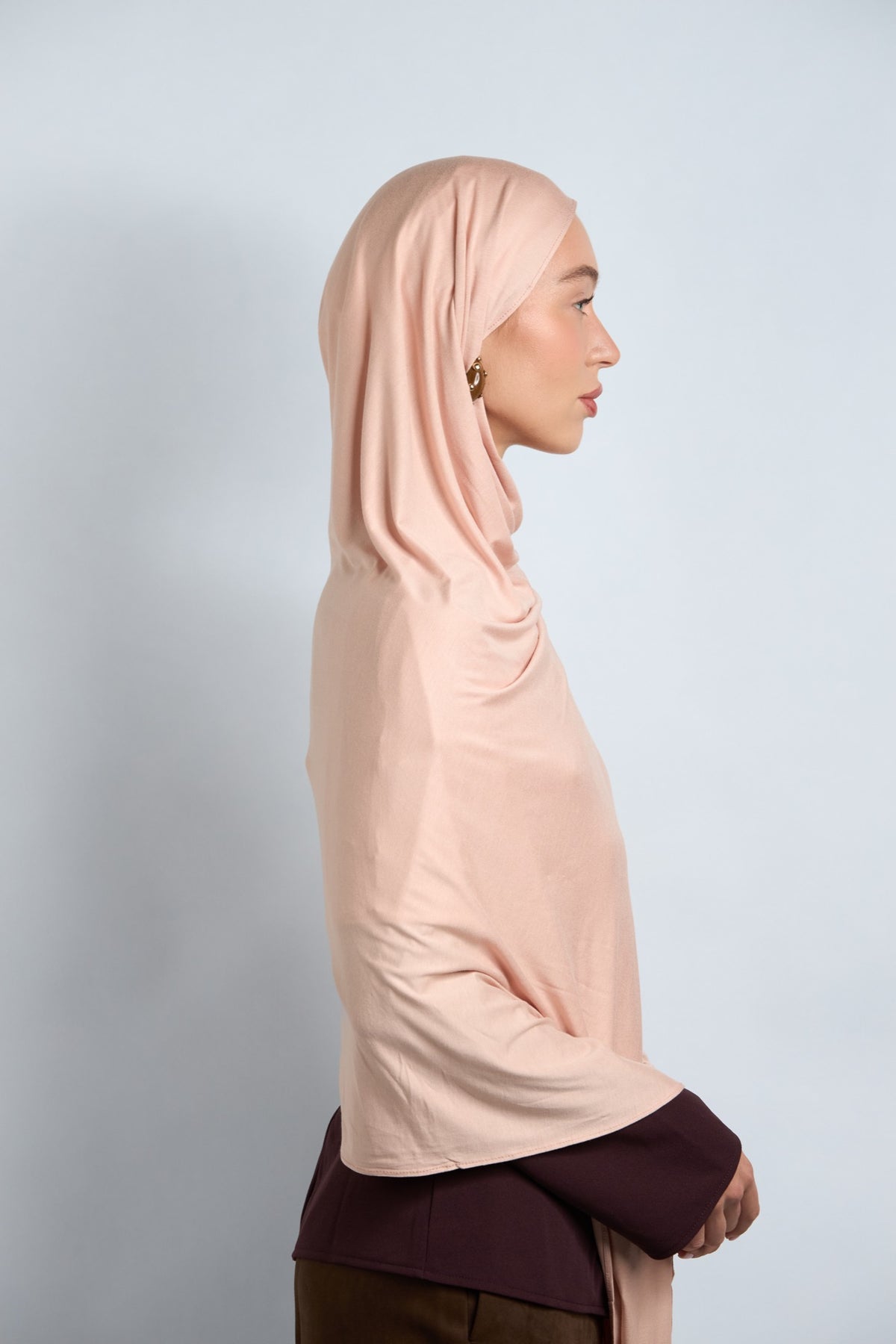 Premium Cotton Jersey Hijab Brown Beige 