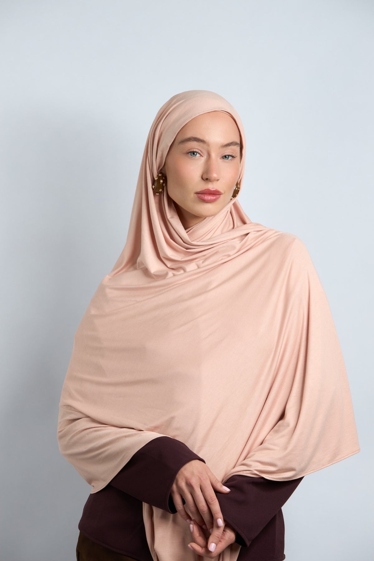 Premium Cotton Jersey Hijab Brown Beige 
