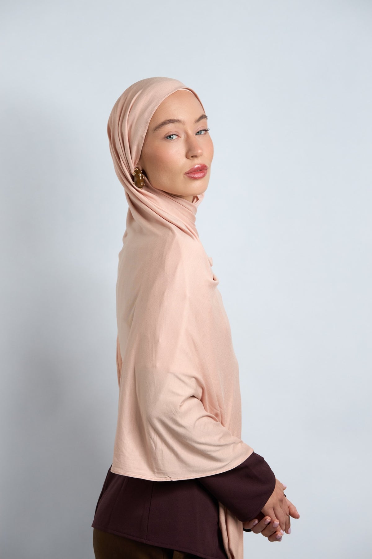 Premium Cotton Jersey Hijab Brown Beige 