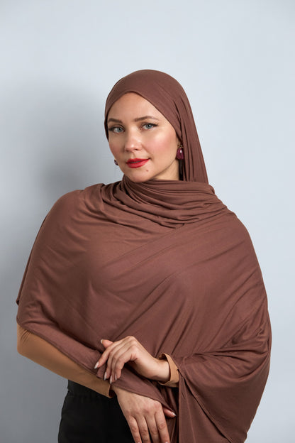 Premium Cotton Jersey Hijab Light Brown 