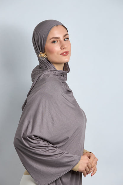 Premium Cotton Jersey Hijab Thunder Gray 