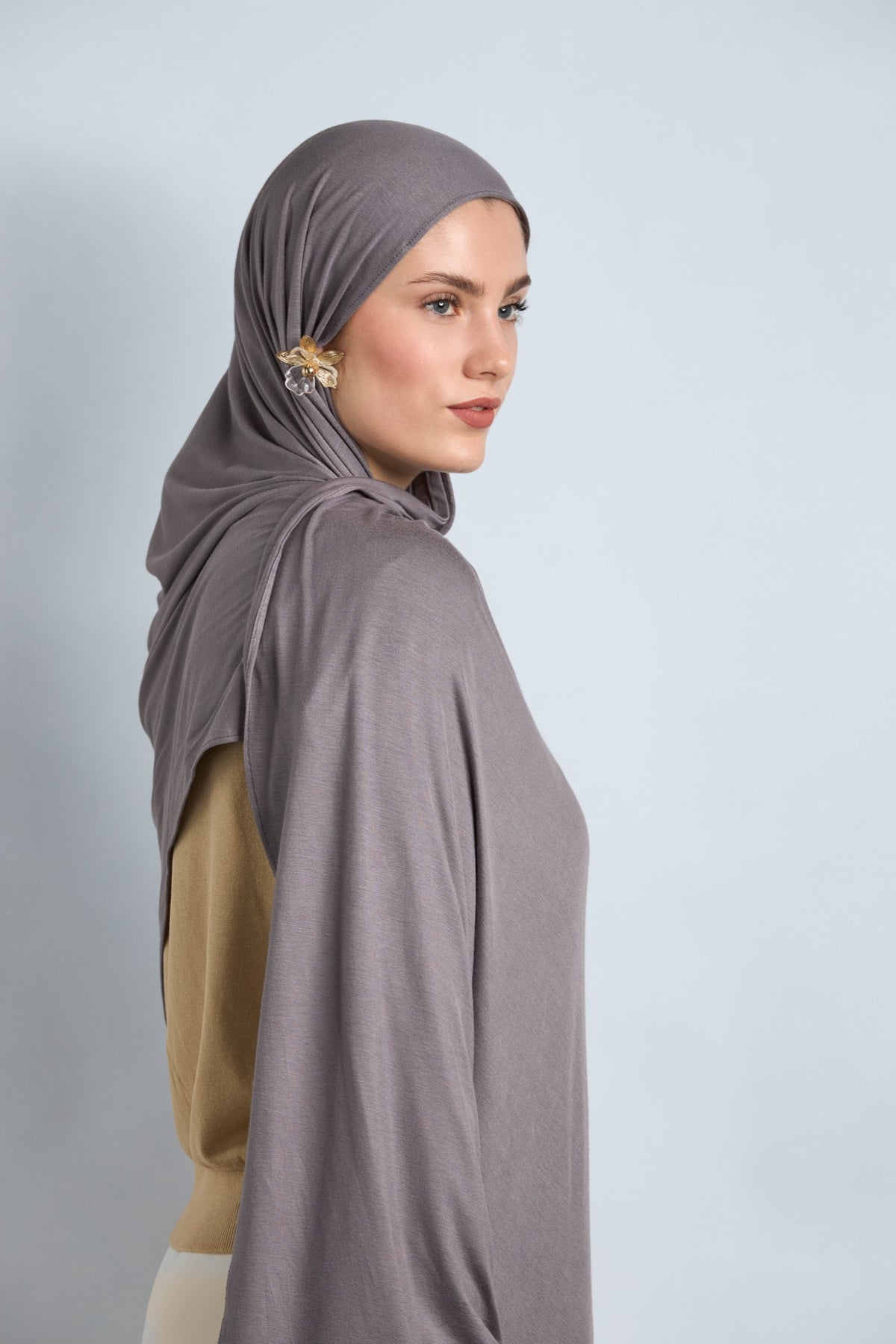Premium Cotton Jersey Hijab Thunder Gray 