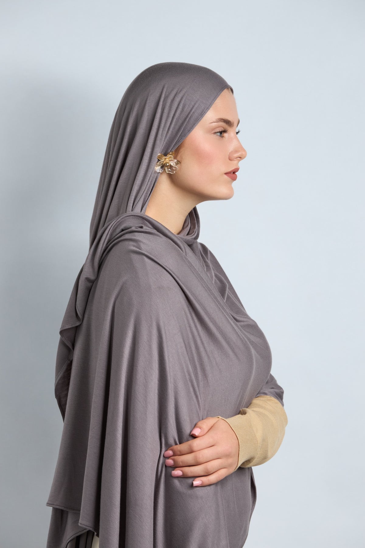 Premium Cotton Jersey Hijab Thunder Gray 
