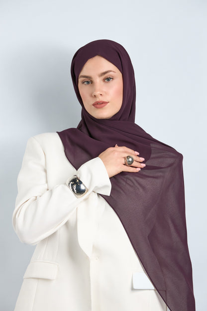 Premium Chiffon Hijab Dark Purple 