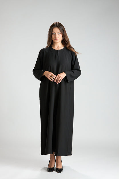 Layali Black Closed Abaya with Scarf