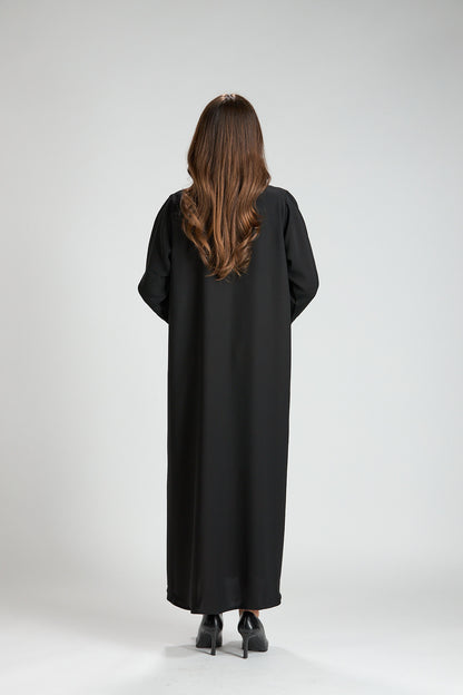 Layali Black Closed Abaya with Scarf