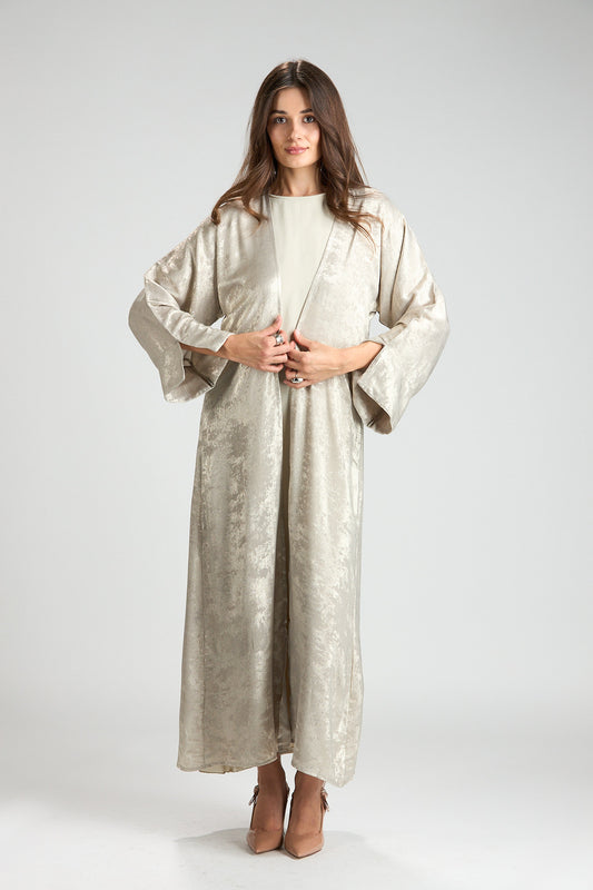 Champagne Éclat 3-Piece Abaya Set