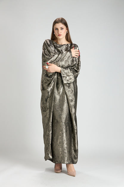 Olive Bronze Metallic Batwing Abaya