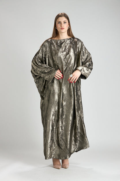 Olive Bronze Metallic Batwing Abaya