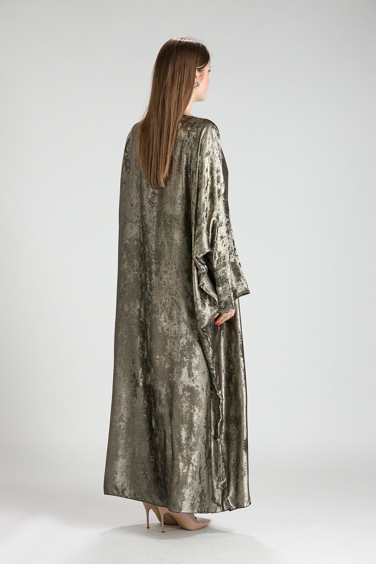 Olive Bronze Metallic Batwing Abaya