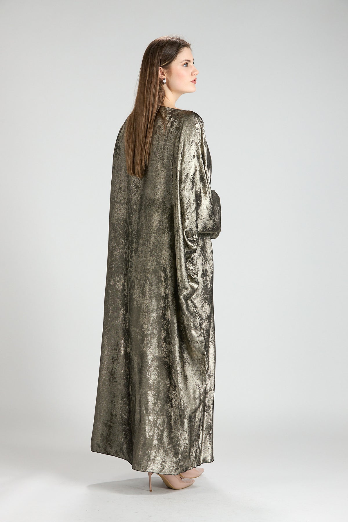 Olive Bronze Metallic Batwing Abaya