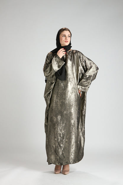 Olive Bronze Metallic Batwing Abaya