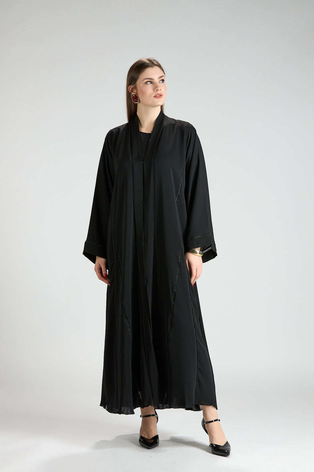 Elara Black Chiffon Abaya with Sheila