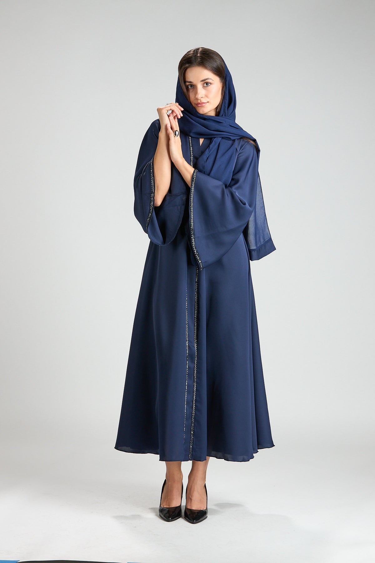 Amara Navy Blue 2-Piece Abaya with Hijab