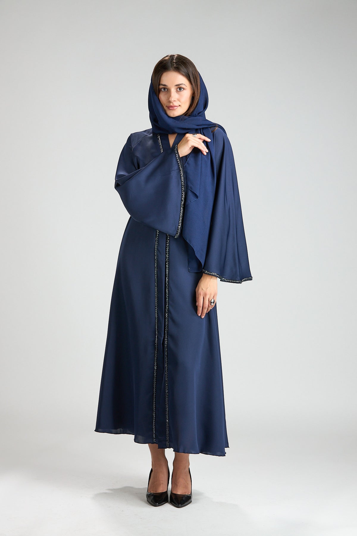Amara Navy Blue 2-Piece Abaya with Hijab