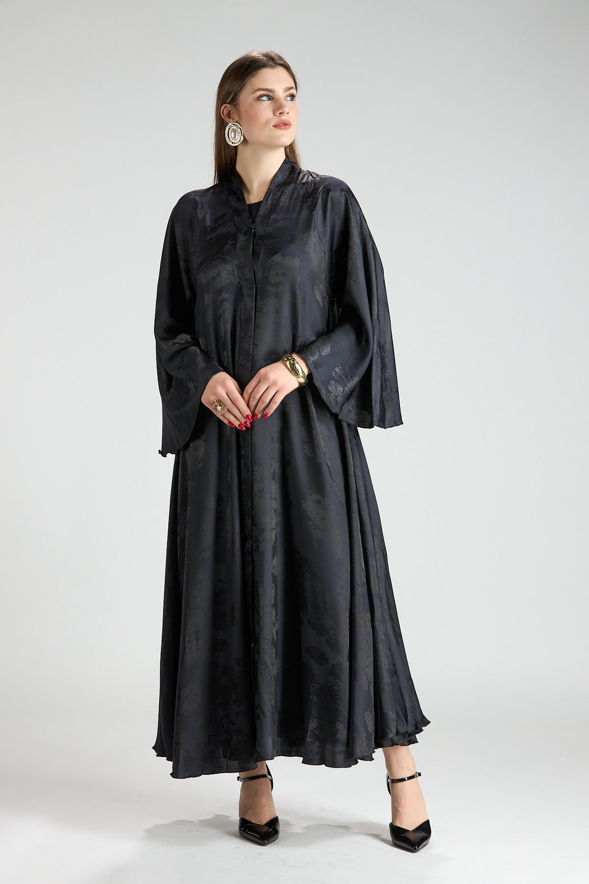 Midnight Blue Grace Jacquard Abaya