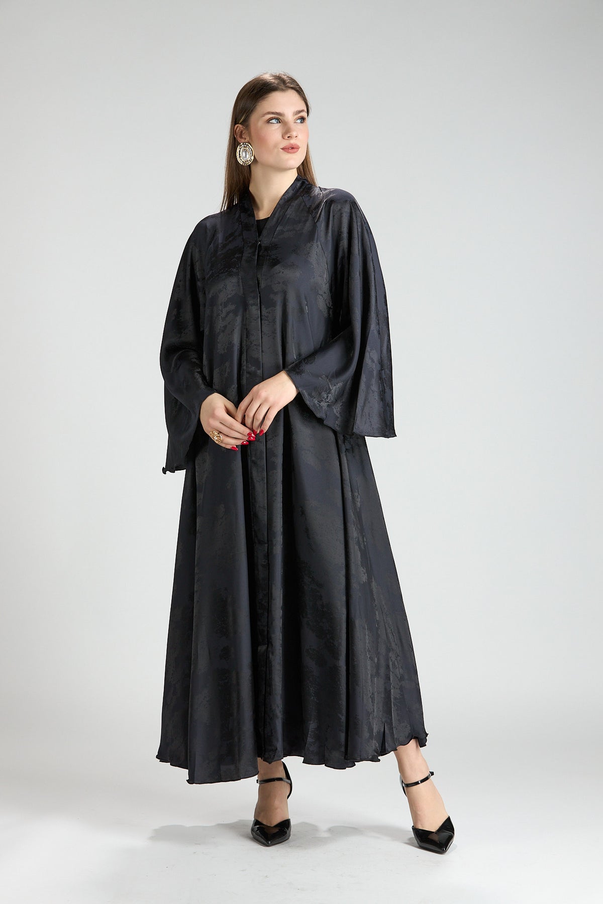 Midnight Blue Grace Jacquard Abaya