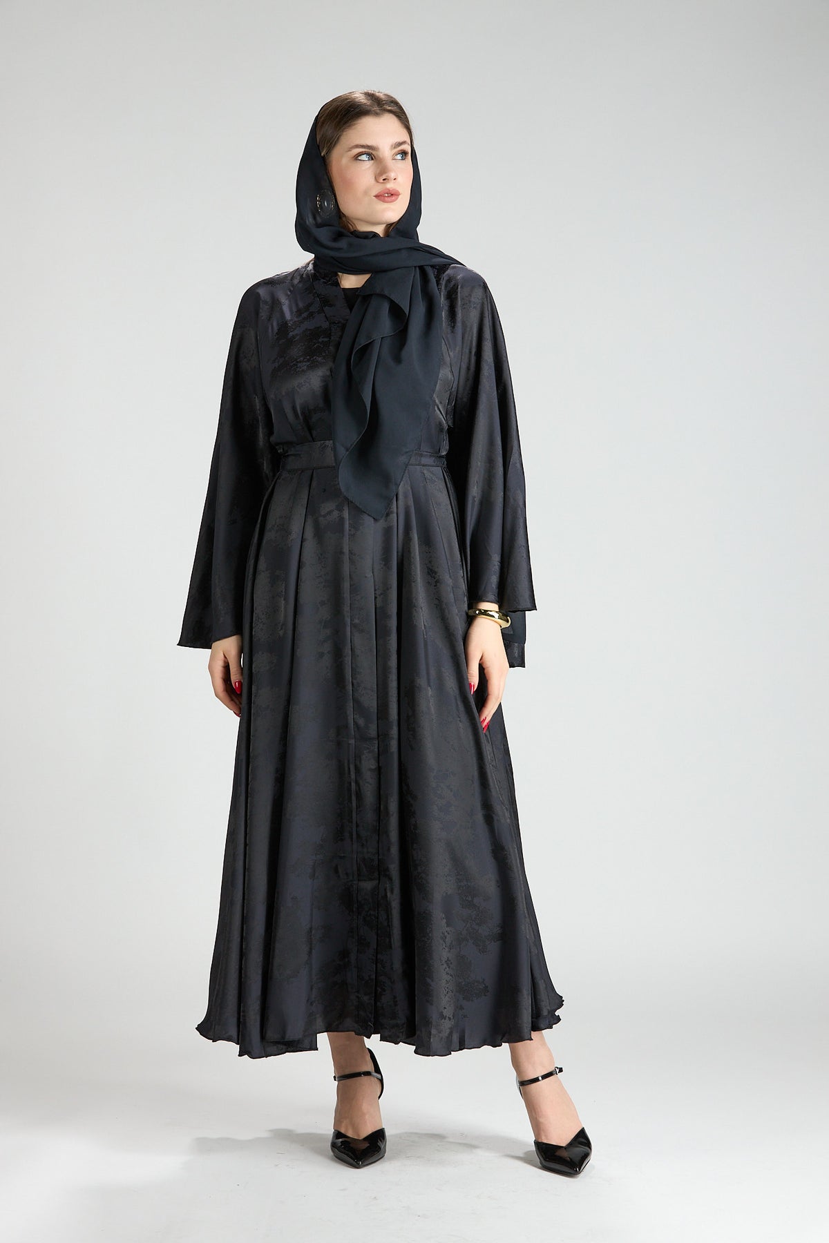 Midnight Blue Grace Jacquard Abaya