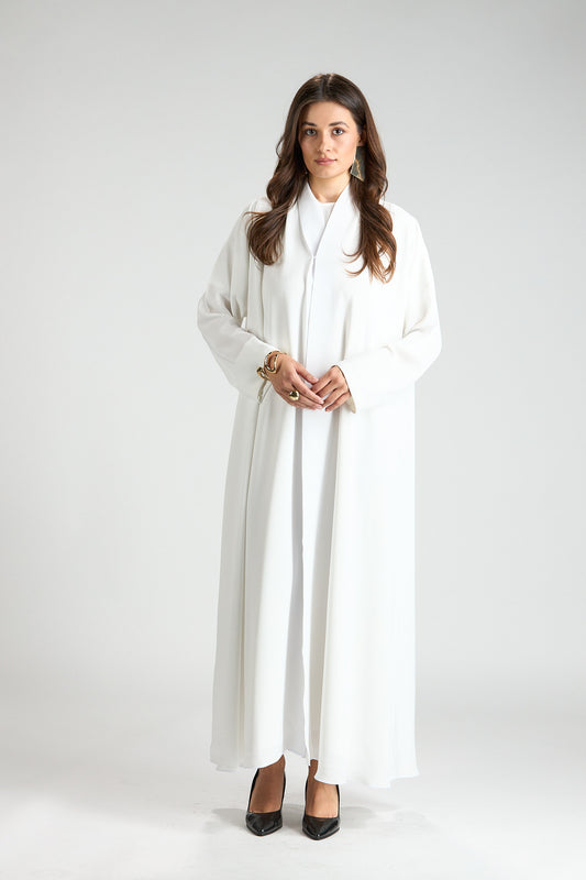 The Ivory Serenity Abaya 3 Pieces Japanese Silk