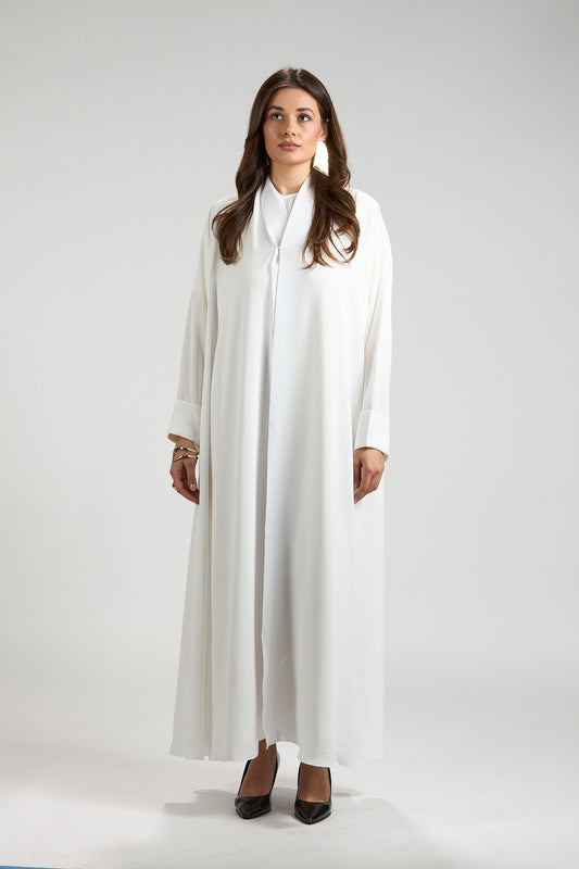 The Ivory Serenity Abaya 3 Pieces Japanese Silk