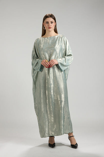 Lumière Sage Metallic Abaya with Sheila