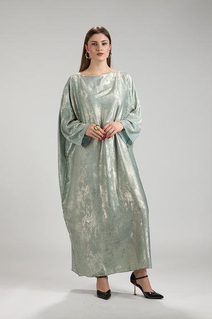 Lumière Sage Metallic Abaya with Sheila