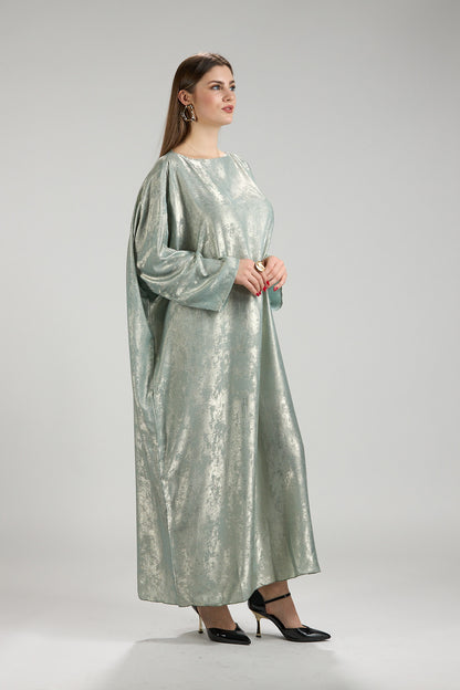 Lumière Sage Metallic Abaya with Sheila