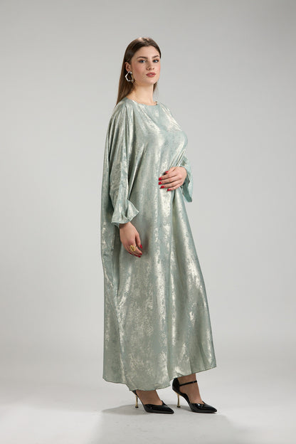 Lumière Sage Metallic Abaya with Sheila