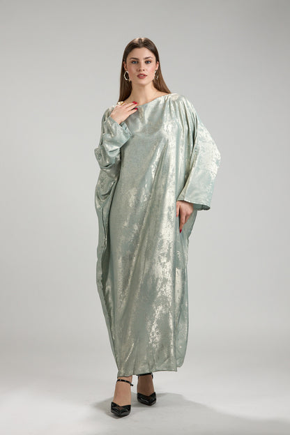 Lumière Sage Metallic Abaya with Sheila