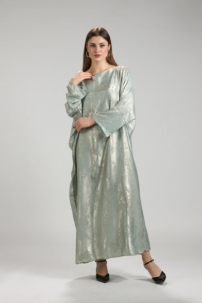 Lumière Sage Metallic Abaya with Sheila