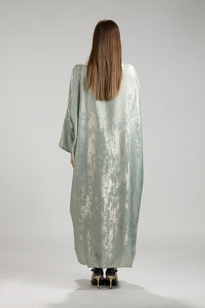 Lumière Sage Metallic Abaya with Sheila