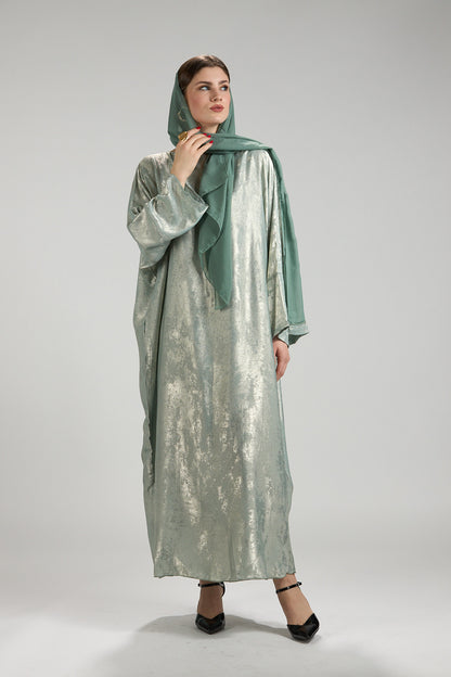 Lumière Sage Metallic Abaya with Sheila