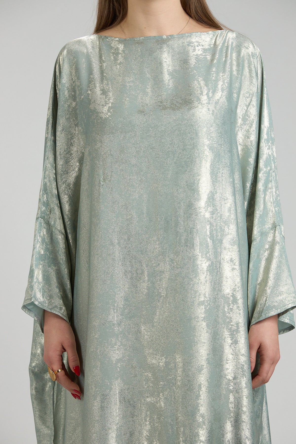 Lumière Sage Metallic Abaya with Sheila