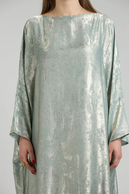 Lumière Sage Metallic Abaya with Sheila