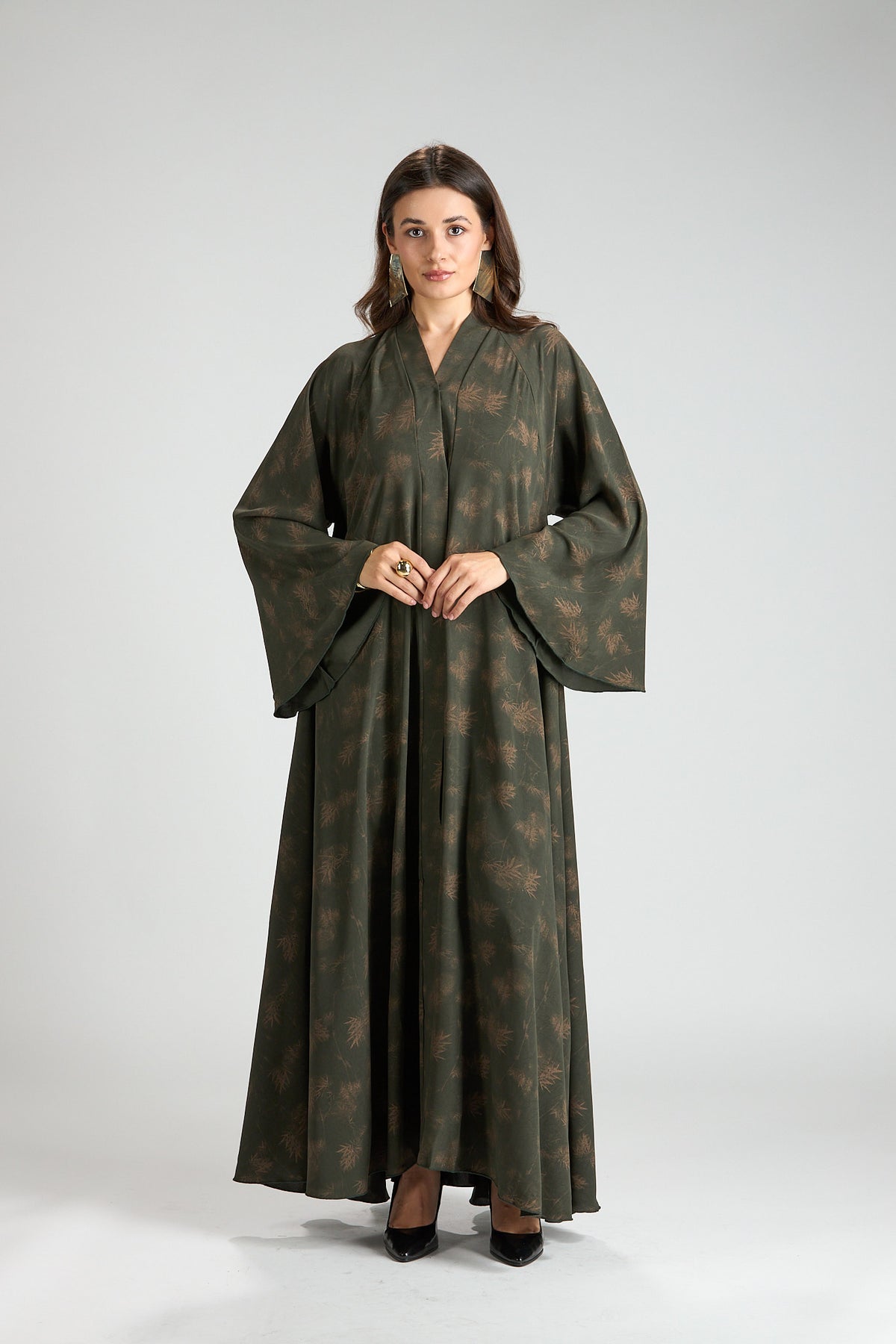 Serenity Olive Botanical Print Abaya