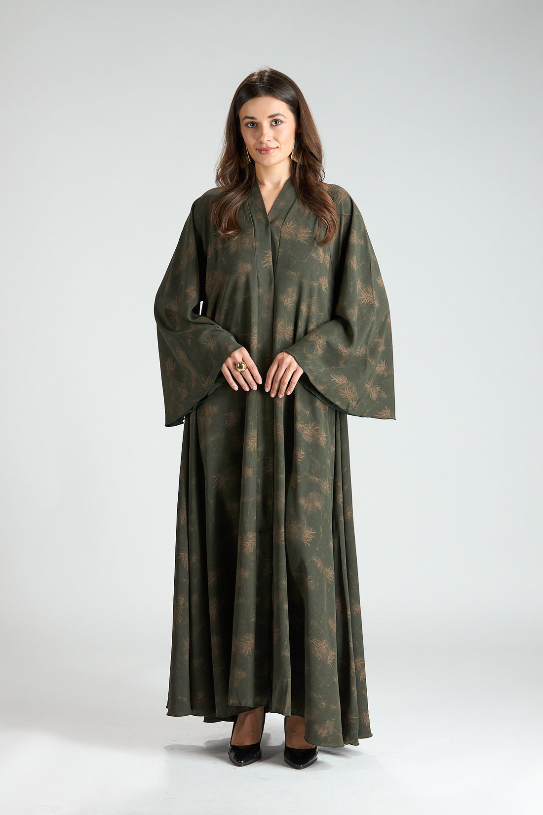 Serenity Olive Botanical Print Abaya