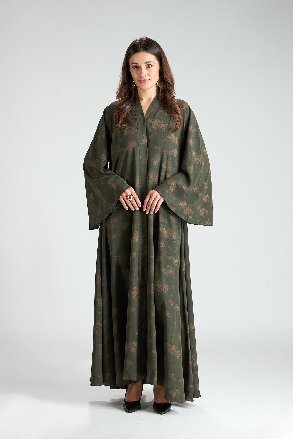 Serenity Olive Botanical Print Abaya