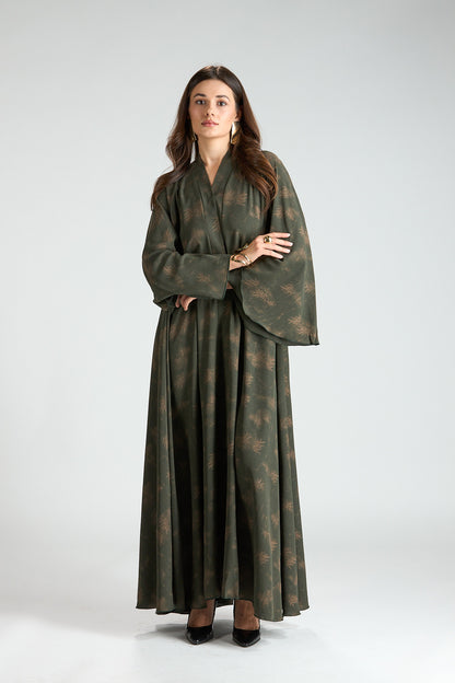 Serenity Olive Botanical Print Abaya