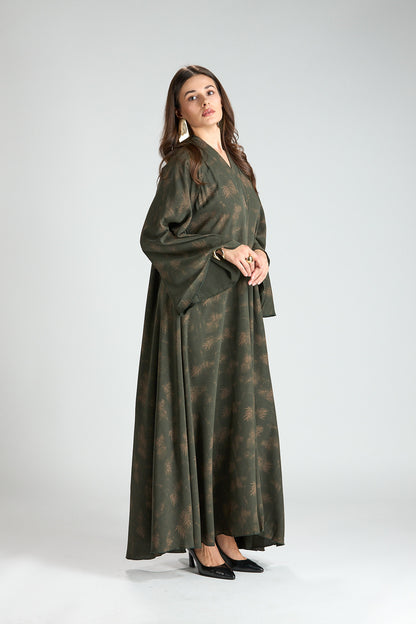 Serenity Olive Botanical Print Abaya