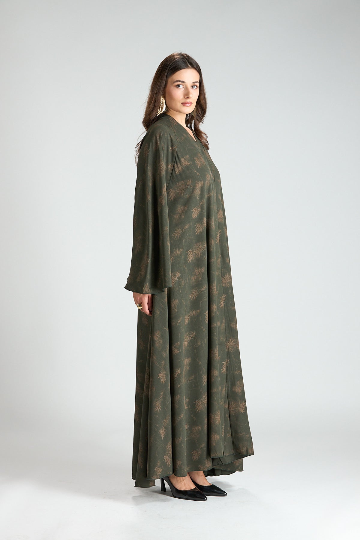 Serenity Olive Botanical Print Abaya