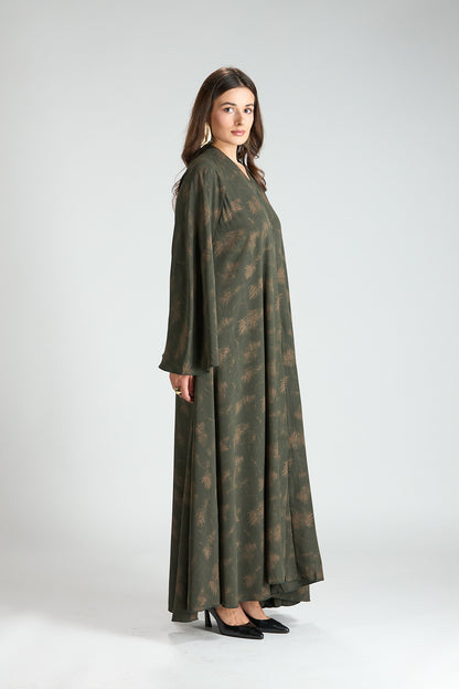 Serenity Olive Botanical Print Abaya