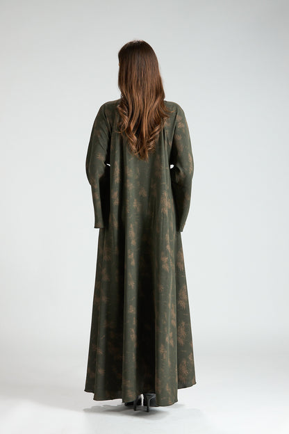 Serenity Olive Botanical Print Abaya