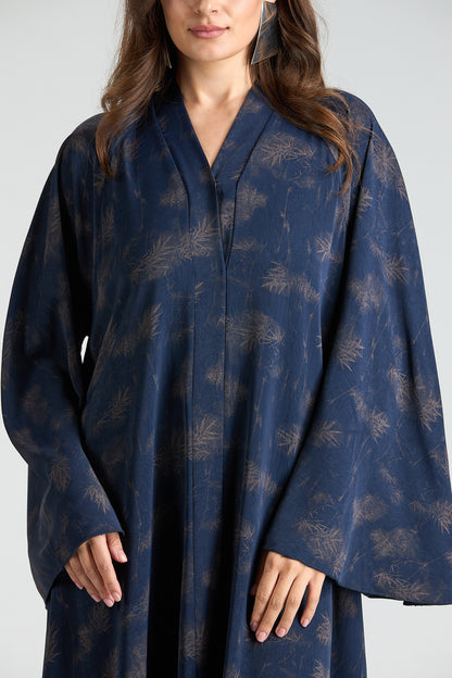 Serenity Blue Botanical Print Abaya with Sheila
