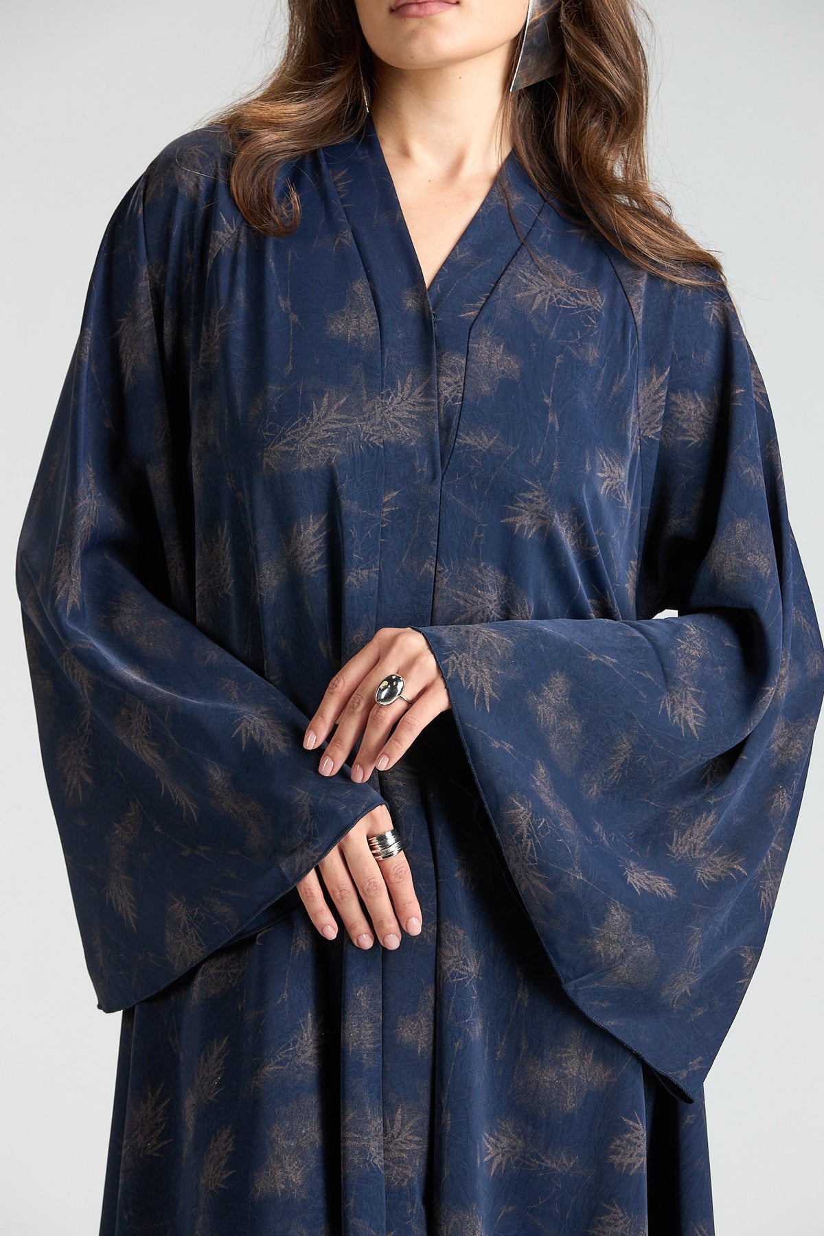 Serenity Blue Botanical Print Abaya with Sheila