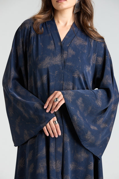 Serenity Blue Botanical Print Abaya with Sheila
