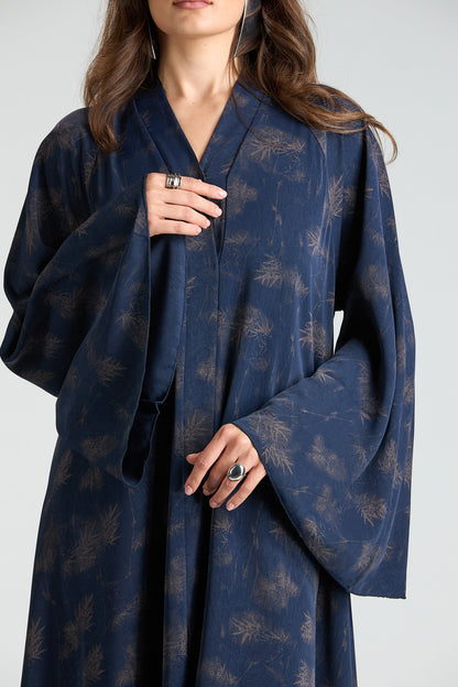 Serenity Blue Botanical Print Abaya with Sheila