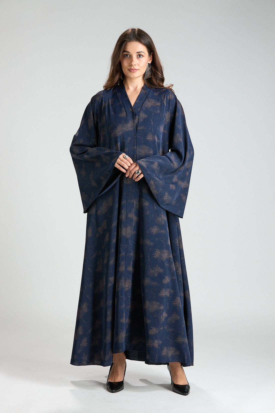 Serenity Blue Botanical Print Abaya with Sheila