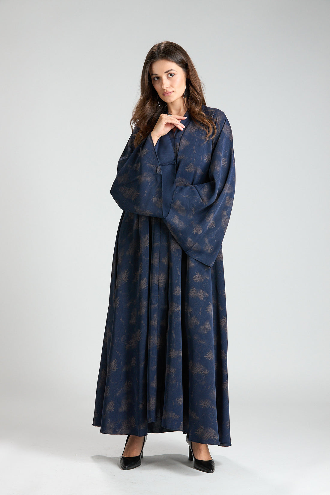 Serenity Blue Botanical Print Abaya with Sheila